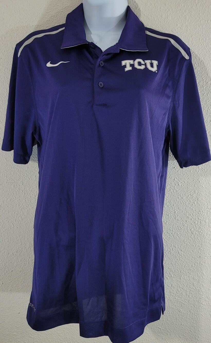 Nike Purple TCU Texas Christian University Football Team Polo Small Dri Fit